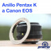 Anillo Adaptador de Montura Pentax K a Canon EOS con chip de confirmación de foco